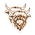 (2 Pack) Highland Cow Magnets - Leopard Print Animal Decor - Rustic Farmhouse Refrigerator Art - 5 Inches On Longest Side - Thick Durable Magnet - Made in USA - MAG19453