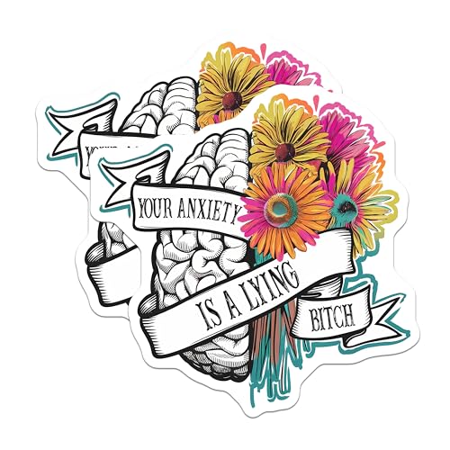 (2 Pack) Inspirational Brain and Flowers Magnets - Motivational Quote - 5" On Longest Side - for Cars, Fridges, Toolboxes - Made in USA - MAG7676