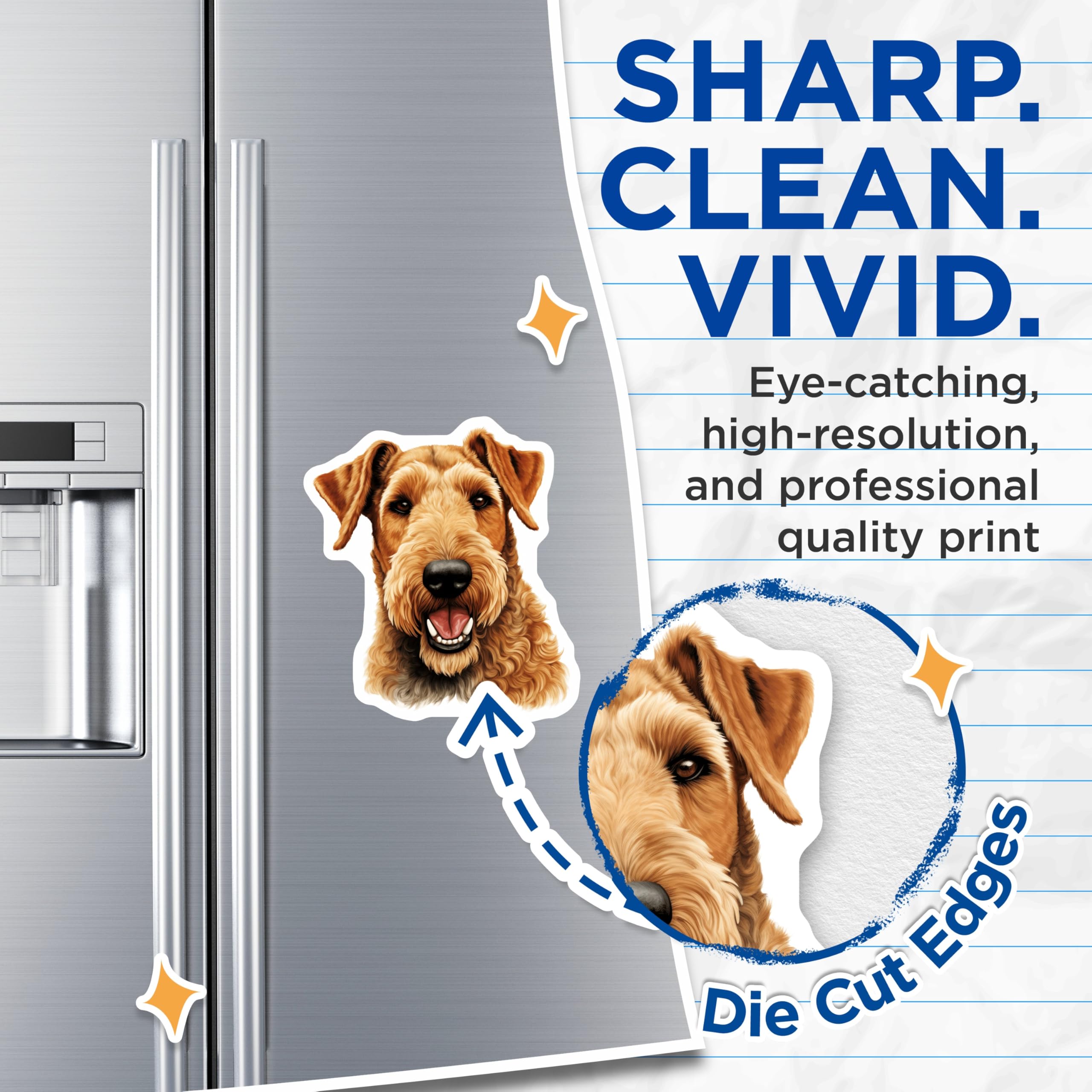 (2 Pack) Irish Terrier Dog Magnets - Cheerful Canine Art Portrait - Happy Pet Fridge Locker Decoration for Dog Lovers - 5 Inches On Longest Side - Thick Durable Magnet - Made in USA - MAG23847