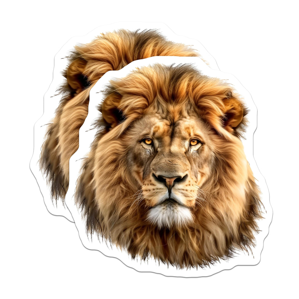 (2 Pack) Lion Stickers - Majestic Animal Art - King of Jungle Decal- 5" On Longest Side - Sticks to Smooth Flat Surfaces - Made in USA - BMCS16411