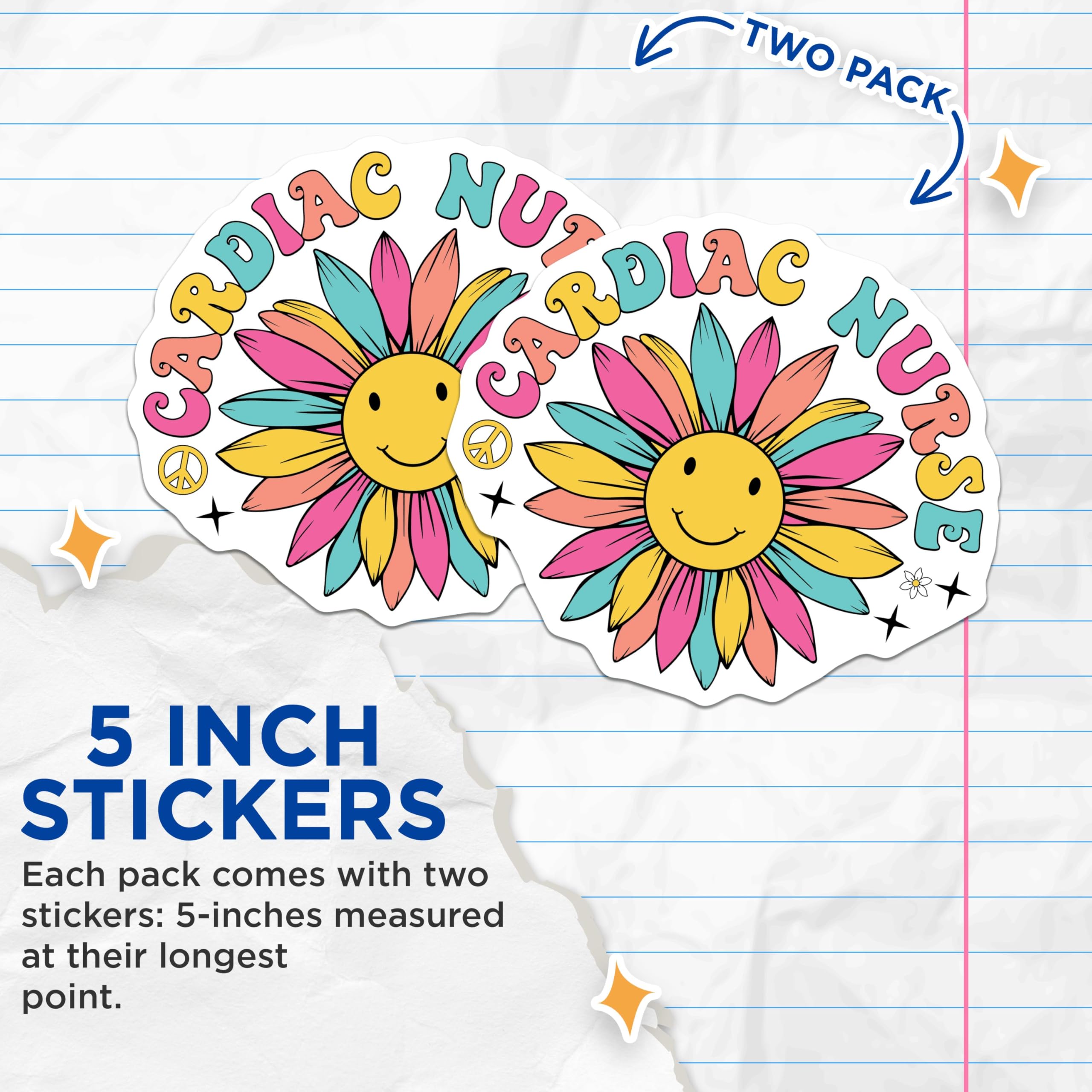 (2 Pack) Cardiac Nurse Stickers - Cute Nurse Decal - Healthcare Worker Decor - 5" On Longest Side - Sticks to Smooth Flat Surfaces - Made in USA - BMCS9140