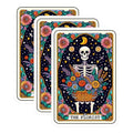 (3 Pack) Florist Skeleton Decals - Tarot Card Art - Floral Skeleton Decal - 3 Inches On Longest Side - Easy Peel & Apply - Made in USA - 3MCS4177
