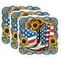 (3 Pack) Cowboy Boots Decals - American Flag - Sunflower Laptop Decal - 3 Inches On Longest Side - Easy Peel & Apply - Made in USA - 3MCS6638