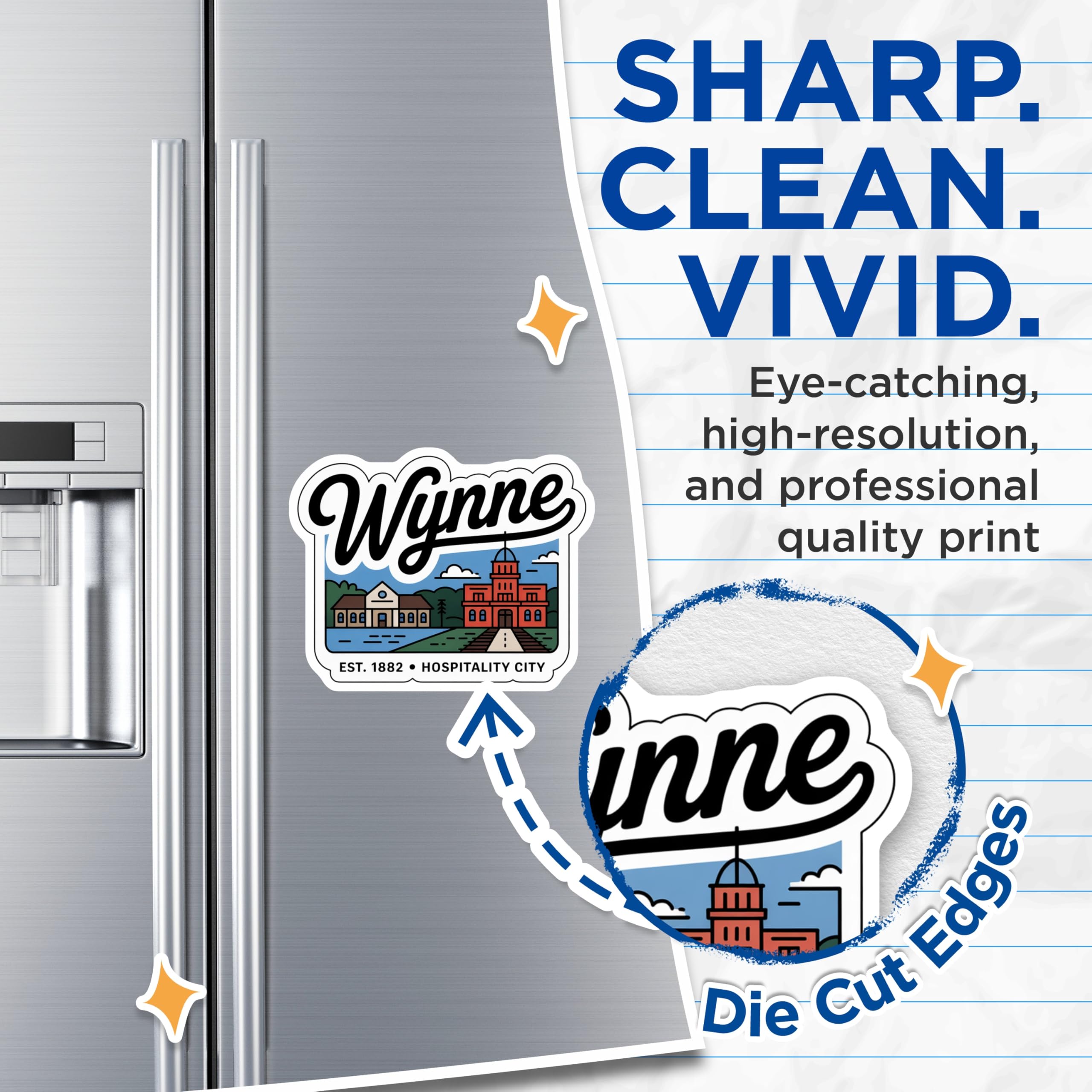 (2 Pack) Wynne Arkansas Magnets - Hospitality City Decor - Souvenir Magnets - 5" On Longest Side - Premium Magnet - for Cars, Refrigerators, Toolboxes, Lockers - Made in USA - MAG18922