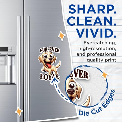 (2 Pack) Fur-Ever Loyal Dog Magnets - Cute Dog Cartoon Magnets - Pet Lover Magnets- 5" On Longest Side - for Fridges, Toolboxes, Cars - Made in USA - MAG2823