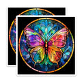 (2 Pack) Stained Glass Butterfly Magnets - Vibrant Mandala Art - Nature Inspired Decor - 5 Inches On Longest Side - Thick Durable Magnet - Made in USA - MAG28258