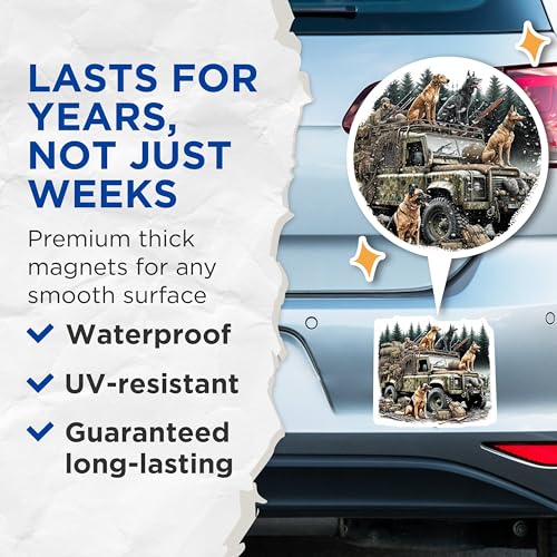 (2 Pack) Hunting Dogs Magnets Magnets - Hunter Dog Art - Outdoor Adventure - 5" On Longest Side - Made in USA - Sticks to Refrigerators & Metal Surfaces - MAG8659