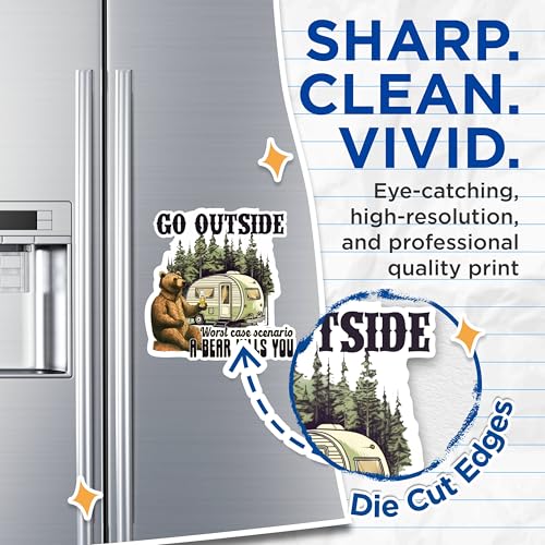 (2 Packs) Go Outside Worst Case Scenario A Bear Kills You Magnets - Nature Outdoors Magnets - 5" On Longest Side - Premium Magnet - for Fridges, Toolboxes, Cars - Made in USA - MAG2393