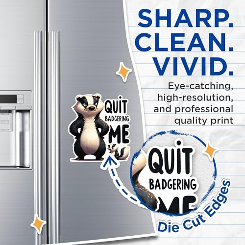 (2 Pack) Quit Badgering Me Magnets - Funny Animal Magnets - Cute Refrigerator Magnets- 5" On Longest Side - for Fridges, Toolboxes, Cars - Made in USA - MAG2642