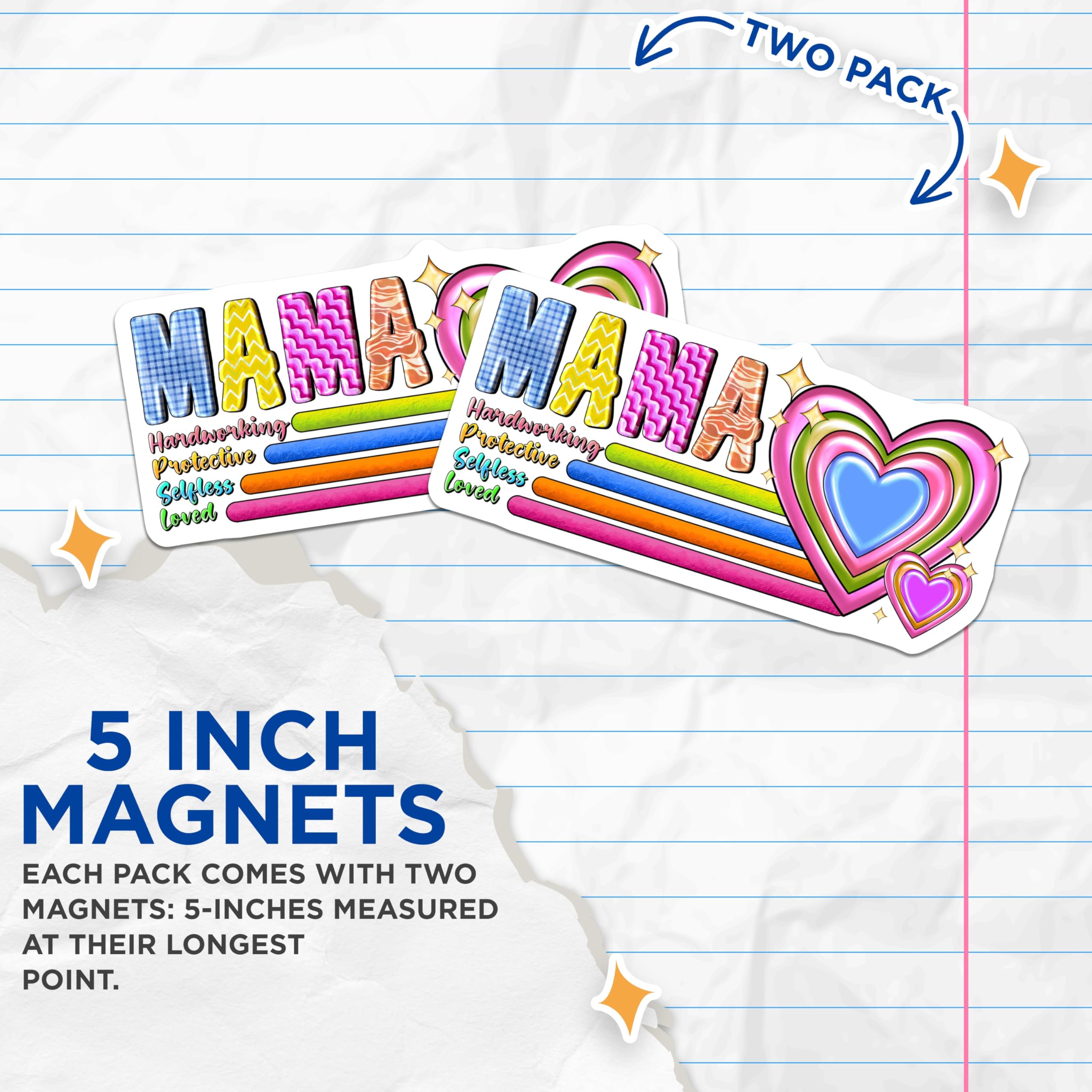 (2 Pack) Mama Magnets for Mom - Mother's Day Appreciation - New Mom Gifts - Strong Mama Refrigerator Locker Decor - 5 Inches On Longest Side - Thick Durable Magnet - Made in USA - MAG29234