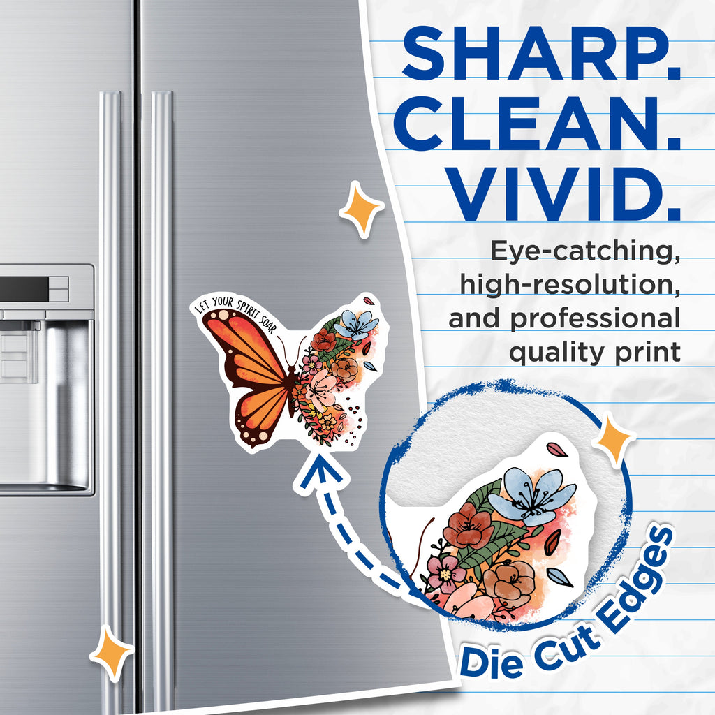 (2 Pack) Let Your Spirit Soar Butterfly Magnets - Inspirational Floral Decor - Positive Affirmation Fridge Art - 5 Inches On Longest Side - Thick Durable Magnet - Made in USA - MAG39179