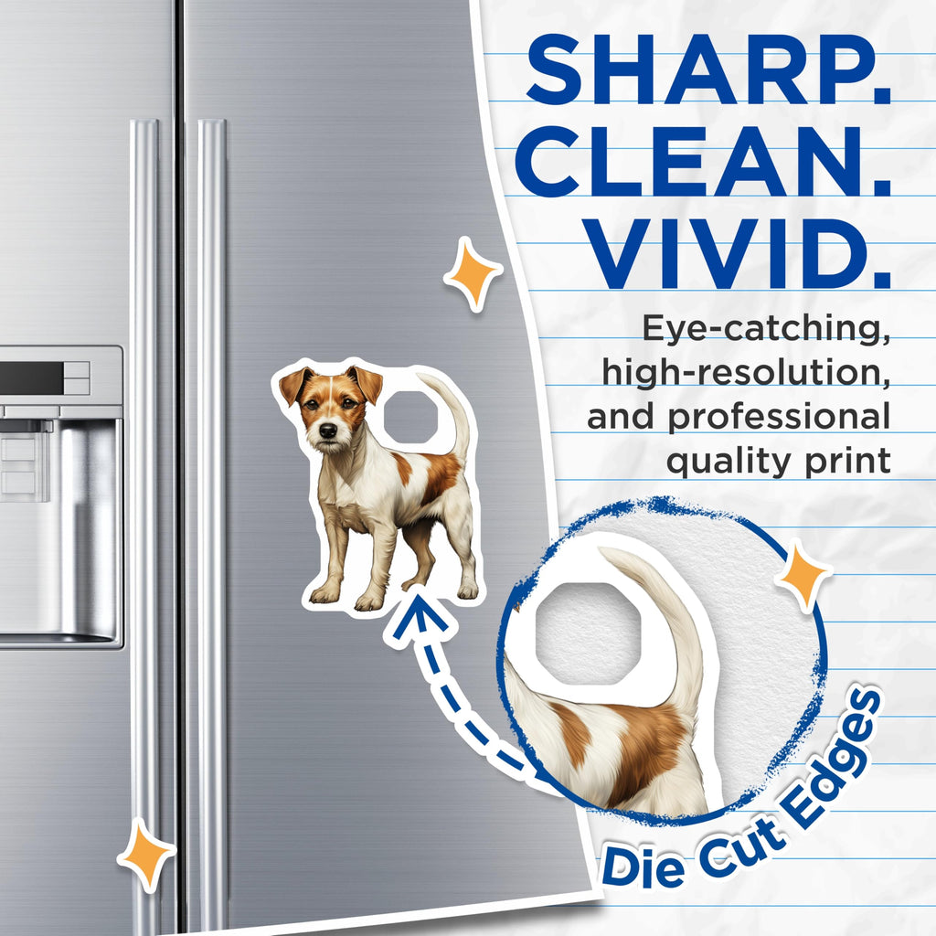 (2 Pack) Jack Russell Terrier Magnets - Dog Lover Accessory - Pet Owner Kitchen Decor - 5 Inches On Longest Side - Thick Durable Magnet - Made in USA - MAG30835