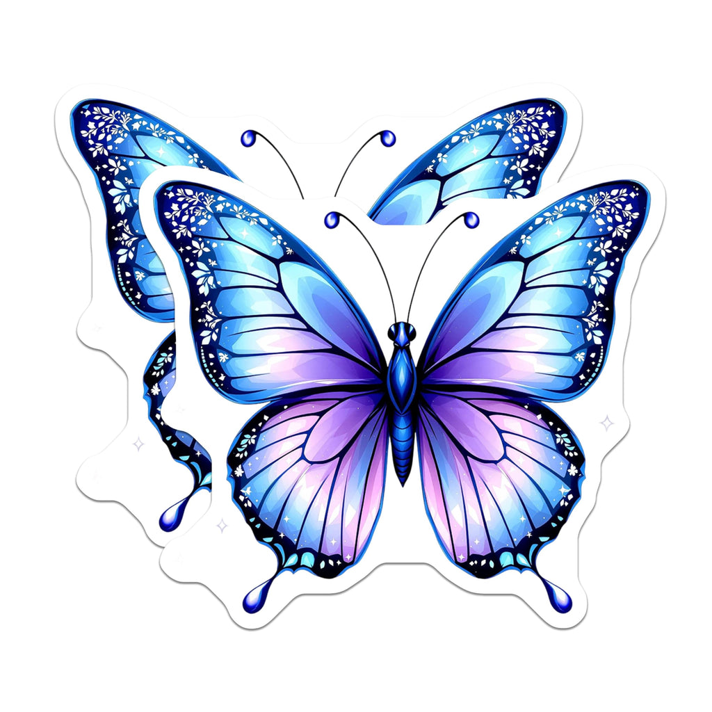 (2 Pack) Butterfly Magnets - Blue Purple Butterfly Decor - Decorative Fridge Magnets - 5" On Longest Side - Premium Magnet - for Cars, Refrigerators, Toolboxes, Lockers - Made in USA - MAG14157