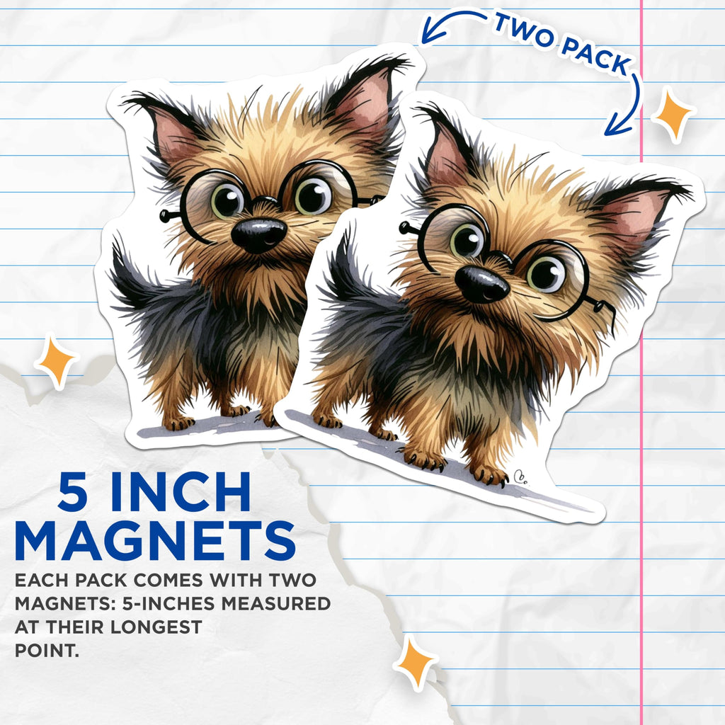 (2 Pack) Yorkie Dog Magnets - Cute Yorkshire Terrier Puppy Magnet - Pet Owner Fridge Decor - Animal Lover Study Buddy - 5 Inches On Longest Side - Thick Durable Magnet - Made in USA - MAG26178