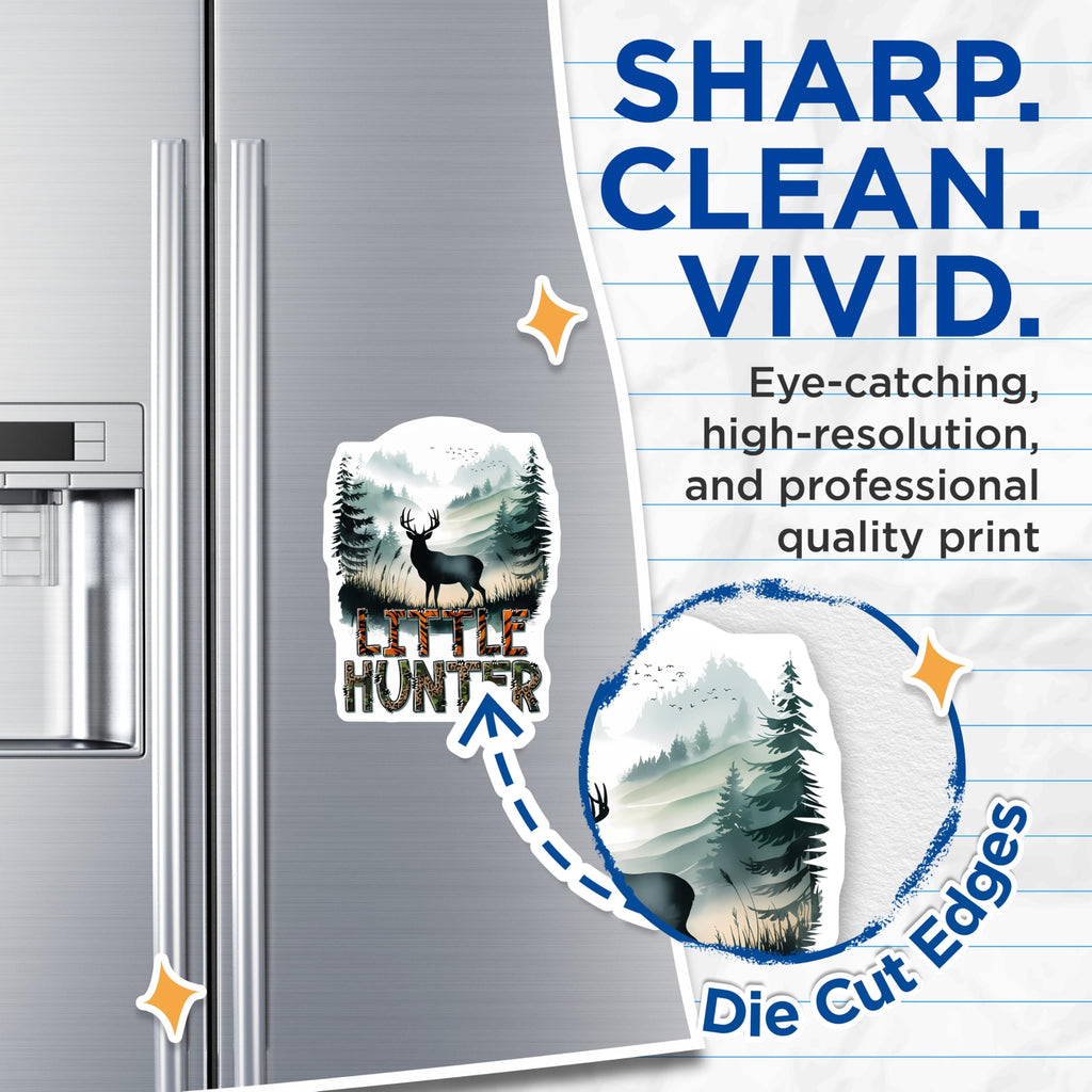 (2 Pack) Deer Hunting Magnets - Little Hunter Decor - Animal Silhouette Art Magnets - 5" On Longest Side - Premium Magnet - for Cars, Refrigerators, Toolboxes, Lockers - Made in USA - MAG16160