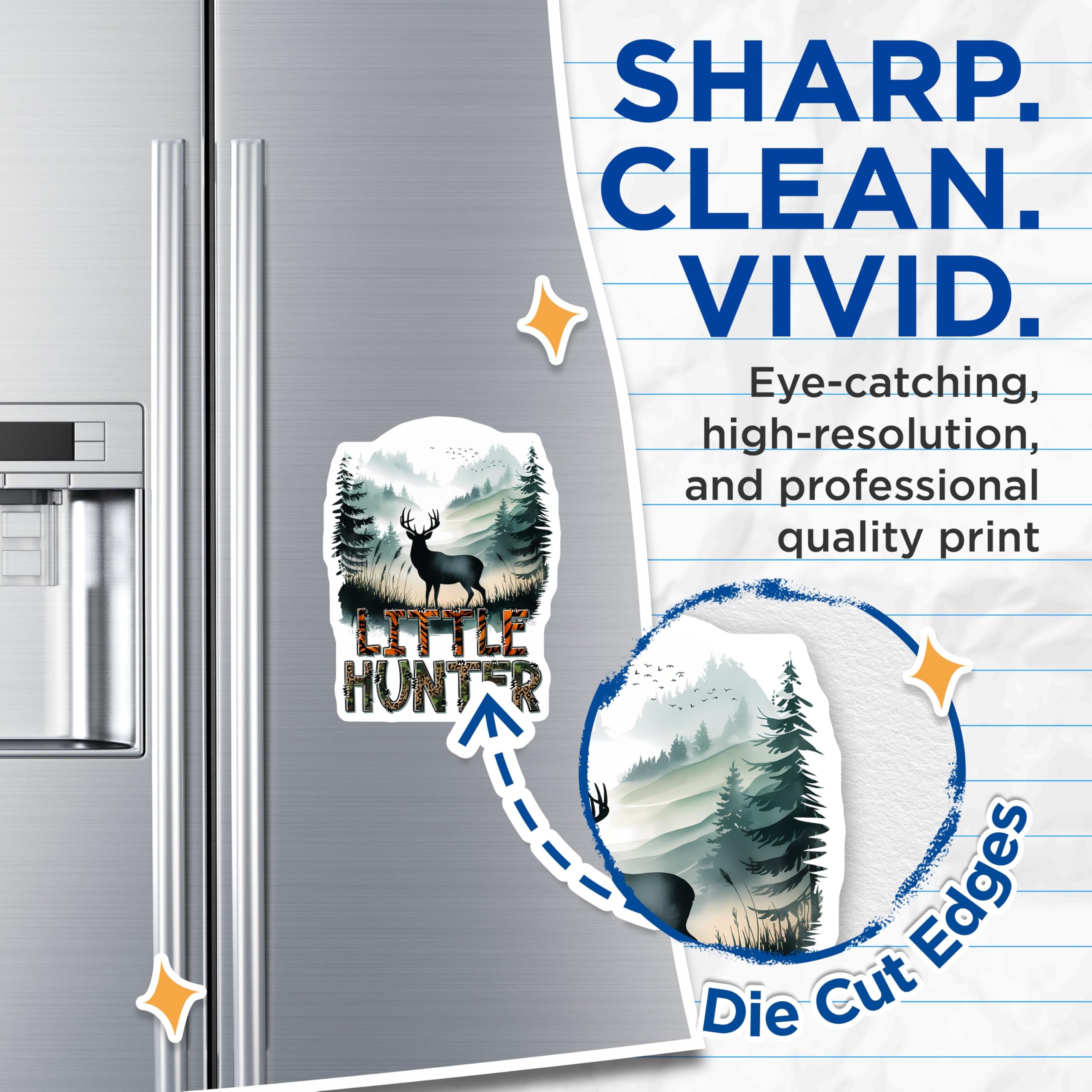 (2 Pack) Deer Hunting Magnets - Little Hunter Decor - Animal Silhouette Art Magnets - 5" On Longest Side - Premium Magnet - for Cars, Refrigerators, Toolboxes, Lockers - Made in USA - MAG16160