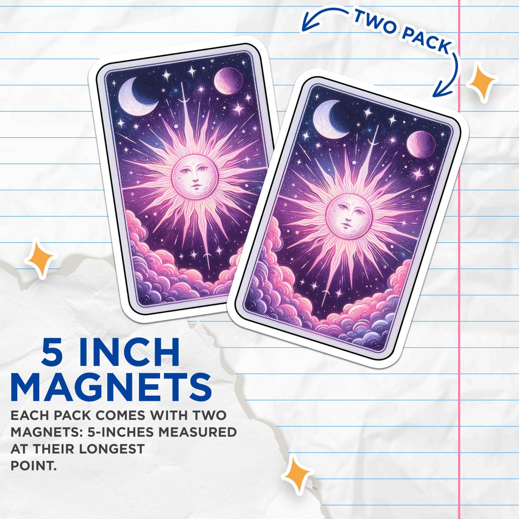(2 Pack) Celestial Sun Magnets - Mystical Moon Decor - Cosmic Cloud Art - Spiritual Home Accent - Dreamy Celestial Artwork - 5 Inches On Longest Side - Thick Durable Magnet - Made in USA - MAG23240