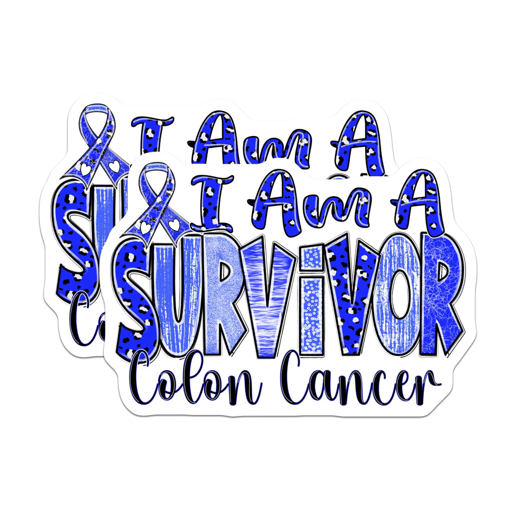 (2 Pack) Colon Cancer Survivor Magnets - Blue Awareness Ribbon Support - Warrior Strength Decor - Disease Fighter Emblem - 5 Inches On Longest Side - Thick Durable Magnet - Made in USA - MAG19026
