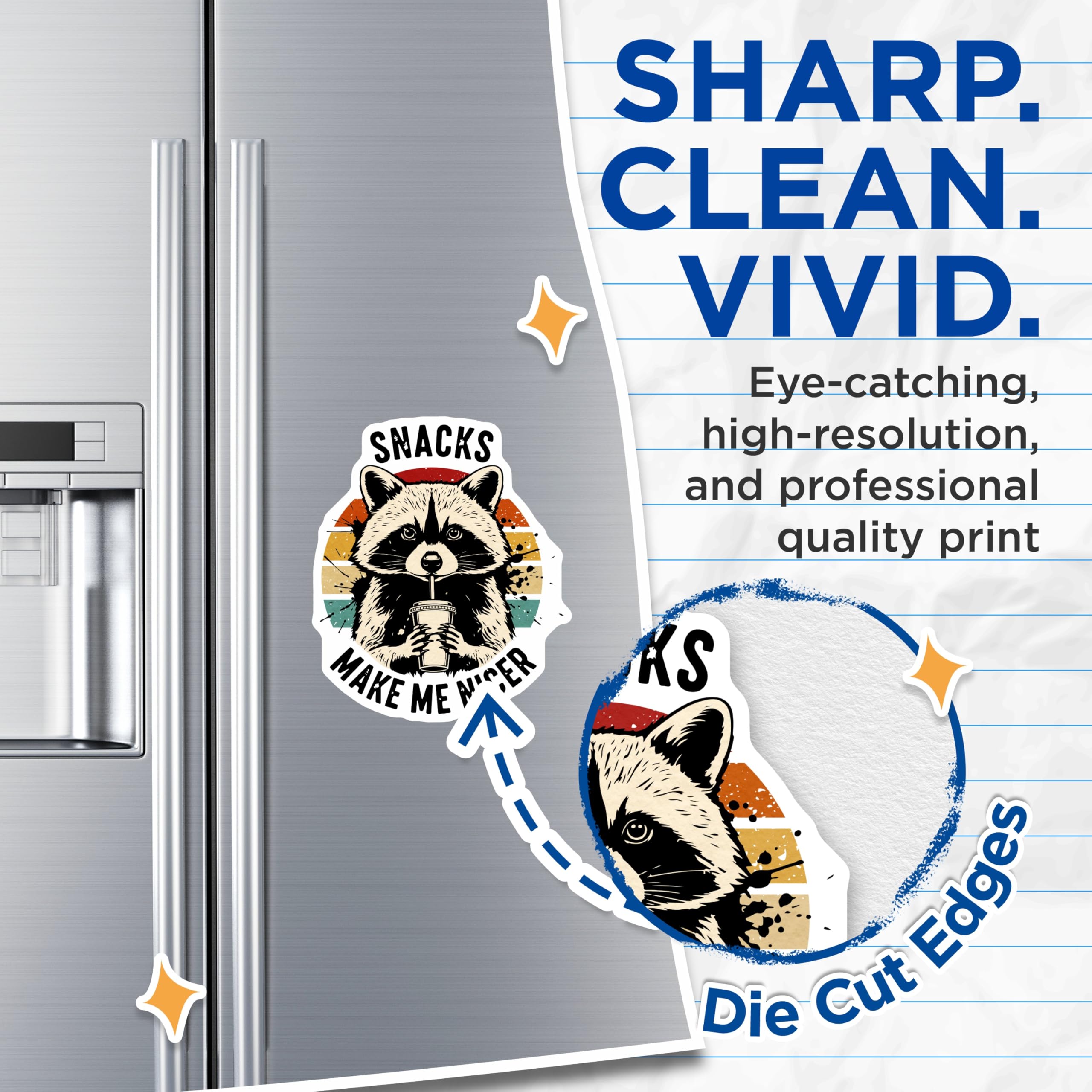 (2 Pack) Raccoon Magnets - Snacks Make Me Nicer - Cute Animal Refrigerator Magnets - 5" On Longest Side - Premium Magnet - for Cars, Refrigerators, Toolboxes, Lockers - Made in USA - MAG14857