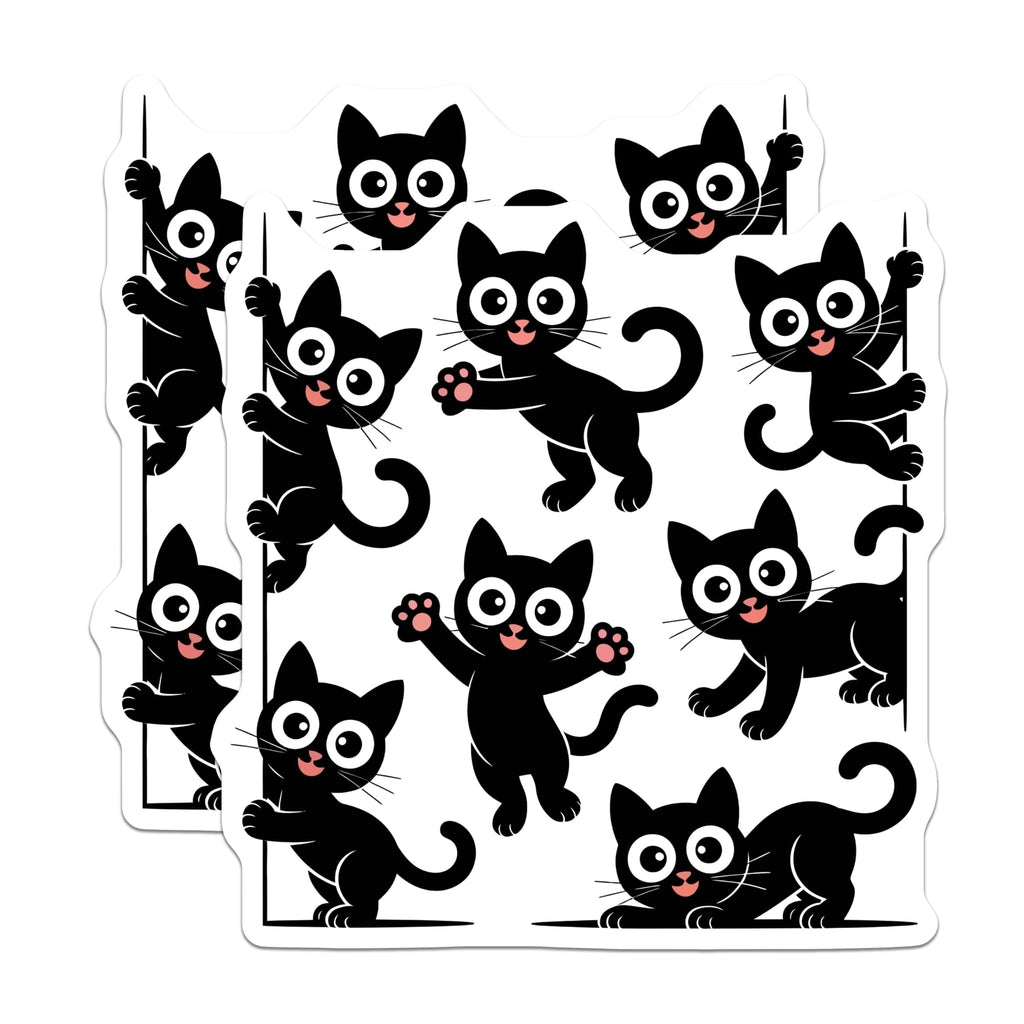 (2 Pack) Black Cat Magnets - Cute Peeking Kitten Art - Funny Cat Lover Refrigerator Decor - Animal Pet Owner Gifts - 5 Inches On Longest Side - Thick Durable Magnet - Made in USA - MAG22073