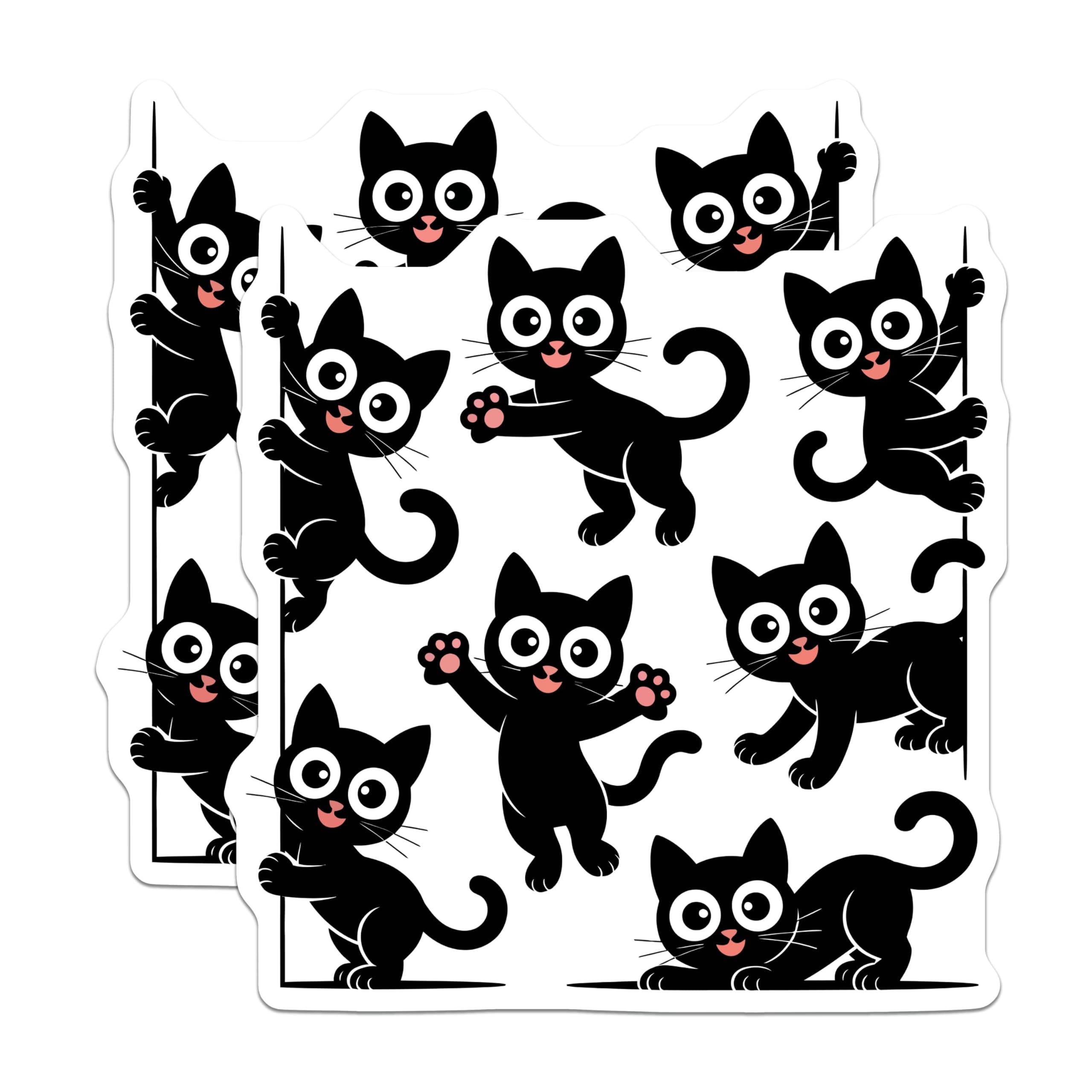 (2 Pack) Black Cat Magnets - Cute Peeking Kitten Art - Funny Cat Lover Refrigerator Decor - Animal Pet Owner Gifts - 5 Inches On Longest Side - Thick Durable Magnet - Made in USA - MAG22073