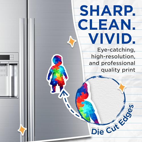 (2 Pack) Colorful Puzzle Child Magnets - Rainbow Illustration - Inspirational Puzzle Piece Art - 5" On Longest Side - for Cars, Fridges, Toolboxes - Made in USA - MAG7901