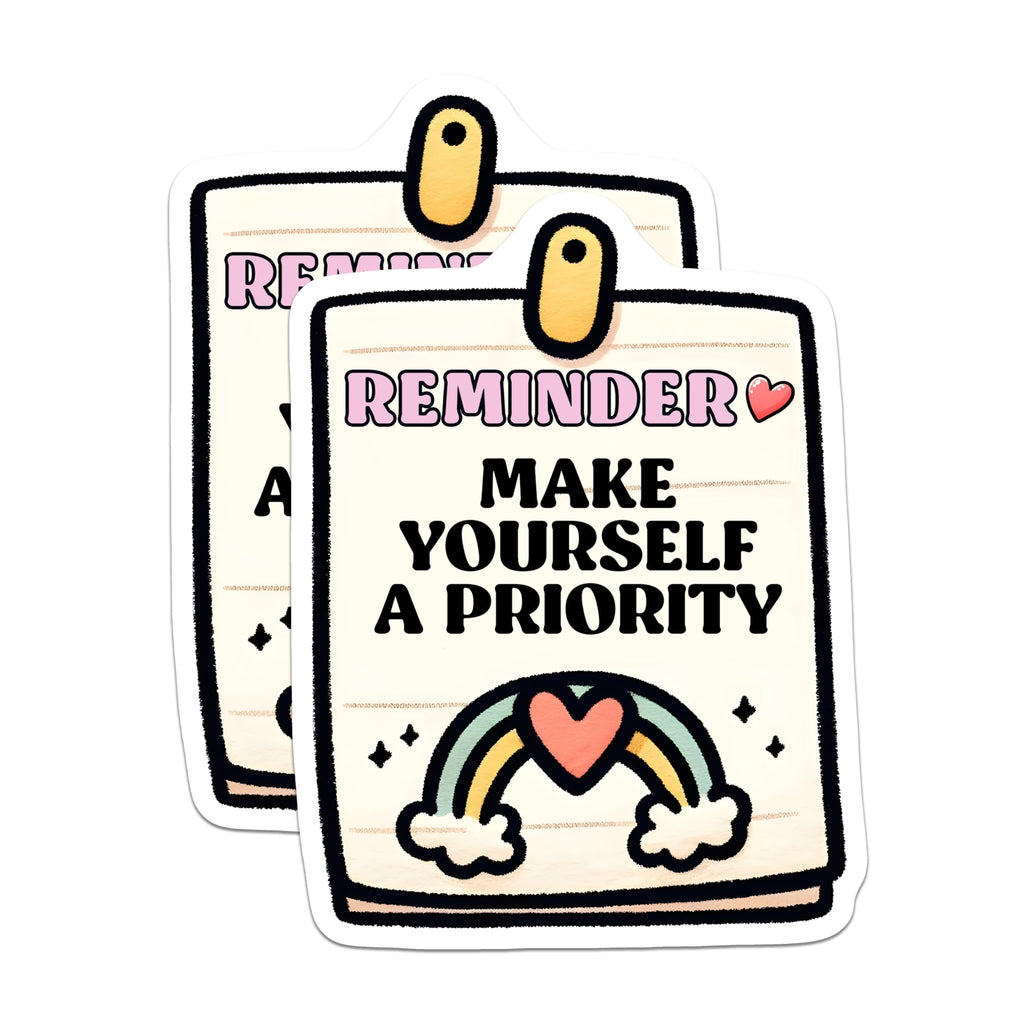 (2 Pack) Reminder Make Yourself A Priority Magnets - Motivational Message Magnets - Positive Reminder Decor - 5" On Longest Side - for Cars, Refrigerators, Toolboxes, Lockers - Made in USA BMCS3249