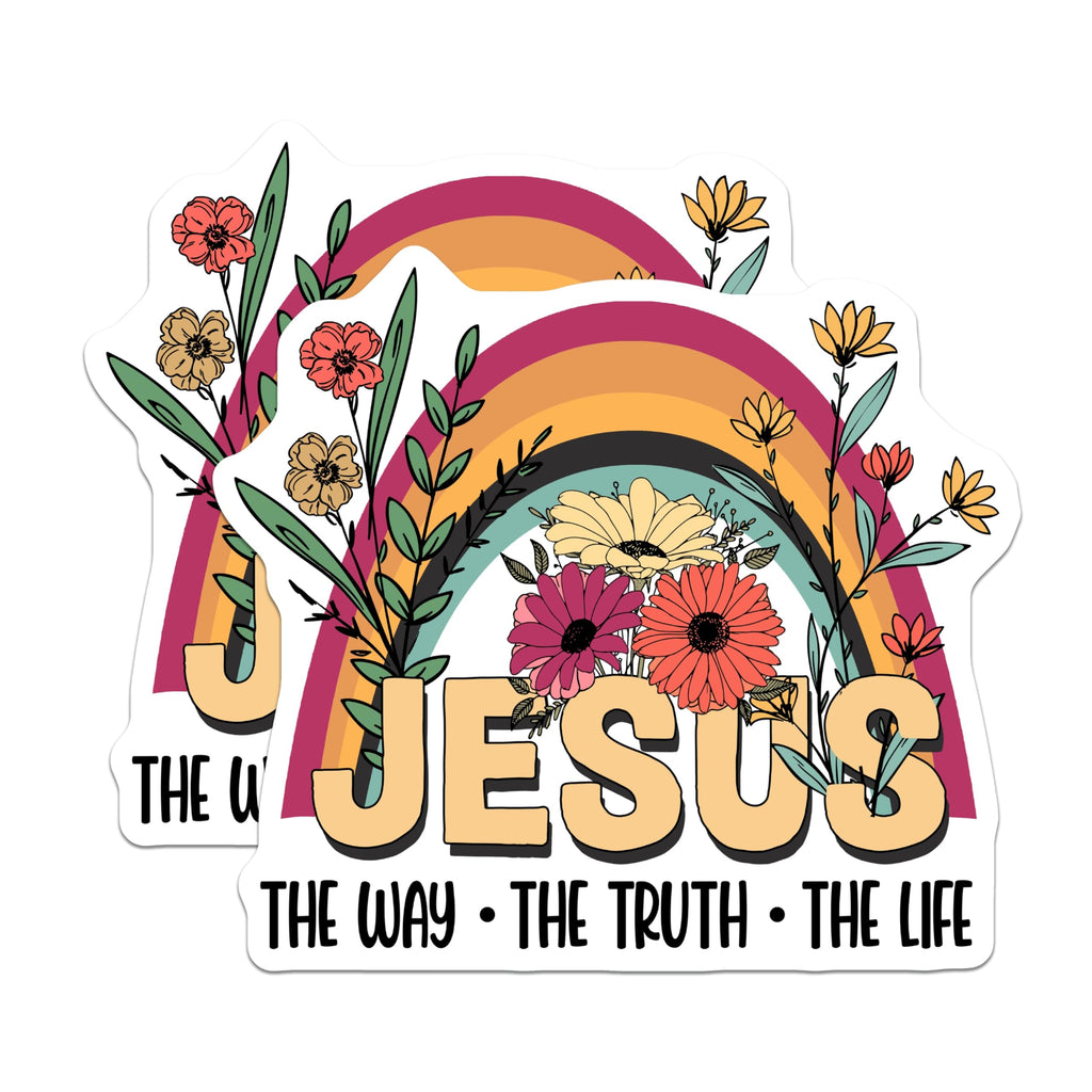 (2 Pack) Jesus Rainbow Magnets - Christian Faith Decor - Religious Inspired Magnets - 5" On Longest Side - Premium Magnet - for Cars, Refrigerators, Toolboxes, Lockers - Made in USA - MAG14411