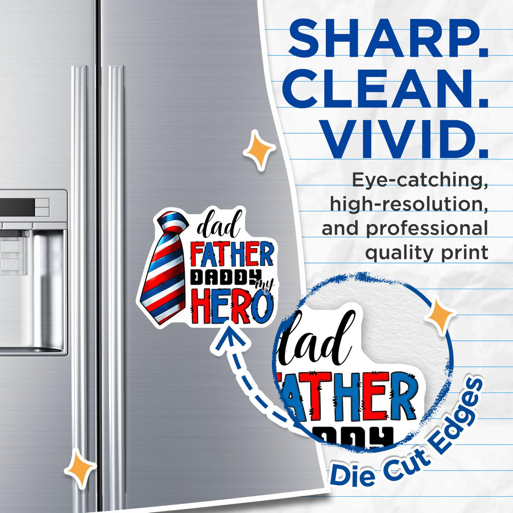 (2 Pack) Dad Father Daddy My Hero Magnets - Father's Day Decor - 5" On Longest Side - for Cars, Fridges, Toolboxes - Made in USA - MAG7495