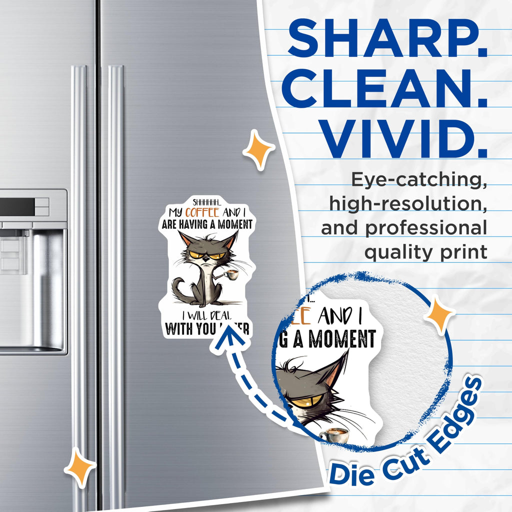 (2 Pack) Shhhhh My Coffee and I are Having A Moment Magnets - Unique Kitchen Fridge Decor - 5" On Longest Side - for Cars, Fridges, Toolboxes - Made in USA - MAG7740