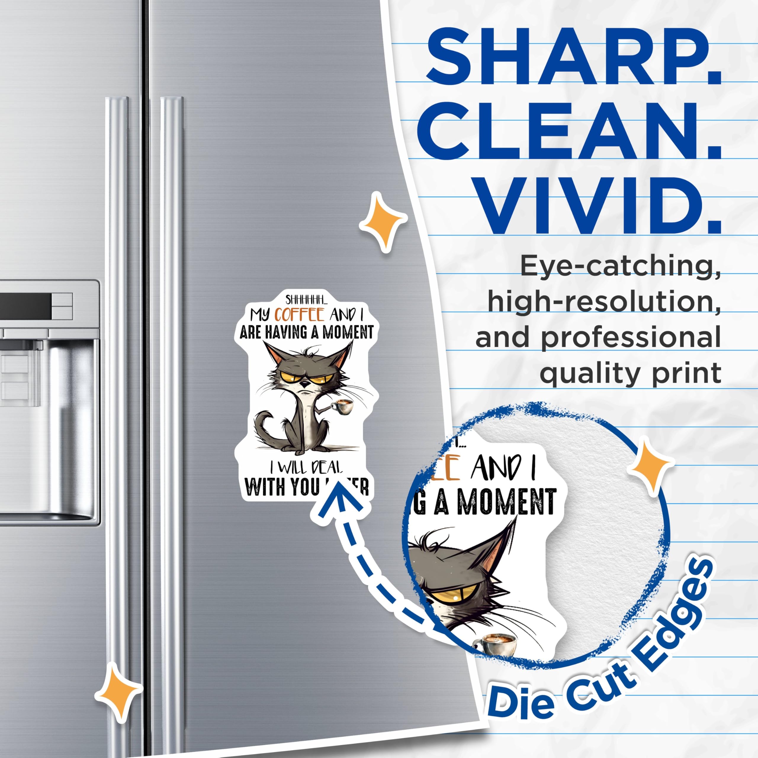 (2 Pack) Shhhhh My Coffee and I are Having A Moment Magnets - Unique Kitchen Fridge Decor - 5" On Longest Side - for Cars, Fridges, Toolboxes - Made in USA - MAG7740