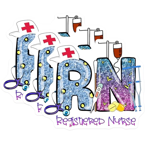 (3 Pack) Registered Nurse Decals - RN Laptop Decal - Medical Nurse Gift - 3 Inches On Longest Side - Easy Peel & Apply - Made in USA - 3MCS7963