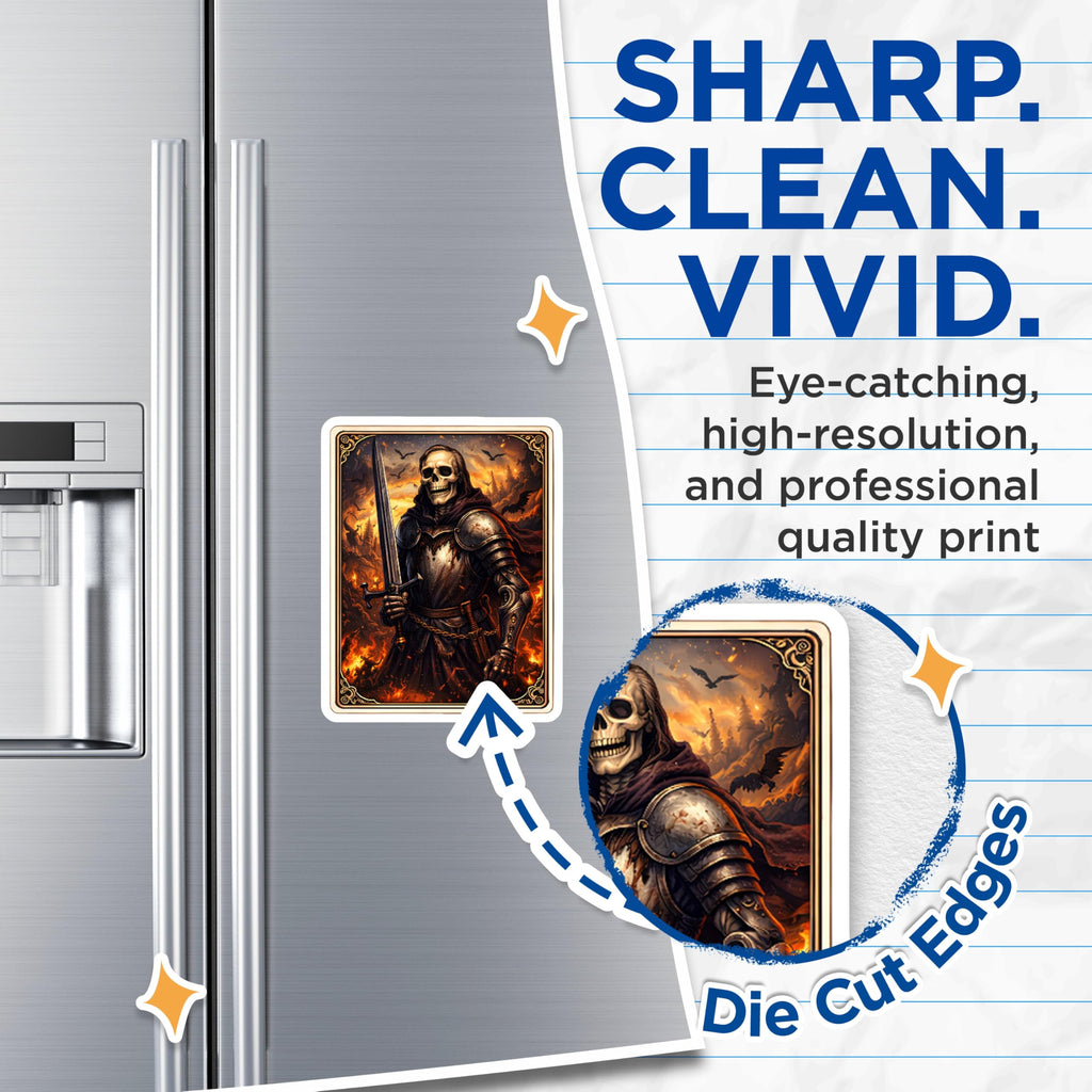 (2 Pack) Skeleton Knight Magnets - Fantasy Warrior Art - Medieval Refrigerator Magnets - 5" On Longest Side - Premium Magnet - for Cars, Refrigerators, Toolboxes, Lockers - Made in USA - MAG15477