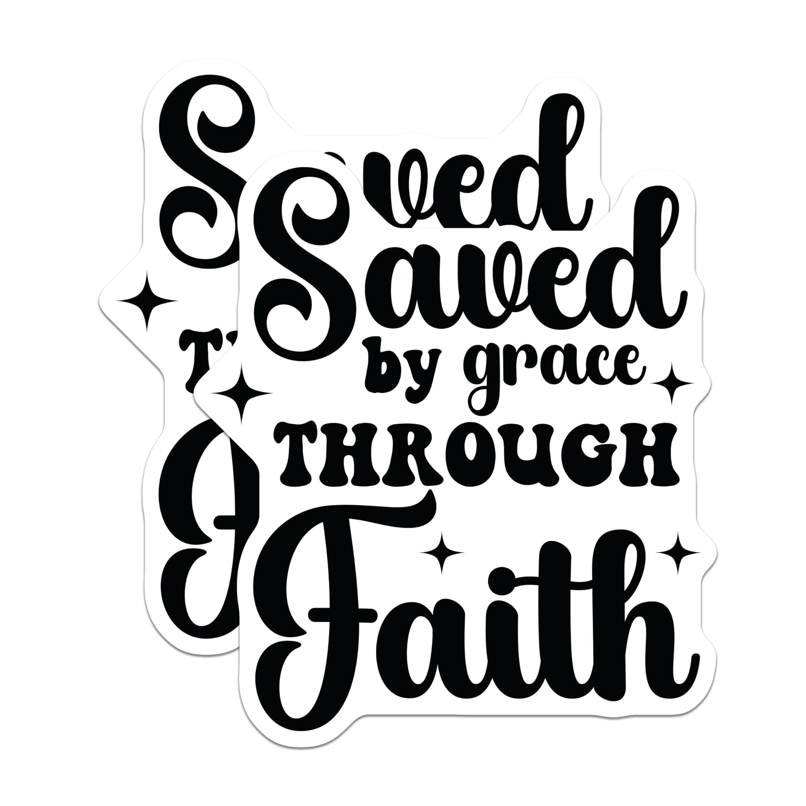 (2 Pack) Saved By Grace Through Faith Magnets - Christian Refrigerator Decor - Inspirational Scripture - 5 Inches On Longest Side - Thick Durable Magnet - Made in USA - MAG25567