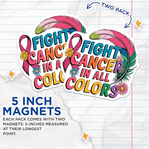 (2 Pack) Fight Cancer in Magnets Magnets - Cancer Support Magnet - 5" On Longest Side - Made in USA - Sticks to Refrigerators & Metal Surfaces - MAG8747