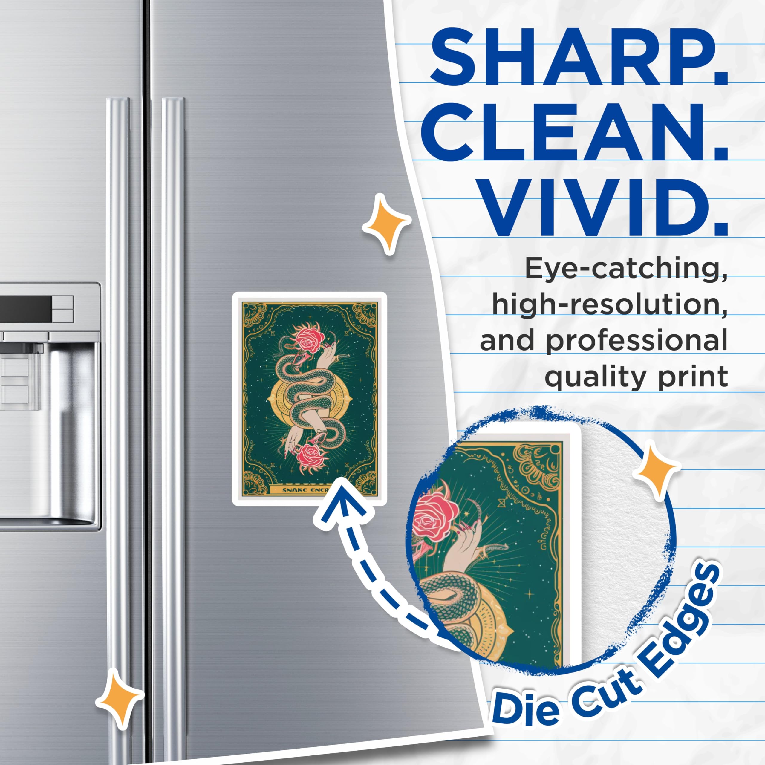 (2 Pack) Snake Energy Magnets - Mystical Serpent Rose Design - Enchanting Tarot Witchy Gothic Spiritual Refrigerator Decor - 5 Inches On Longest Side - Thick Durable Magnet - Made in USA - MAG22892