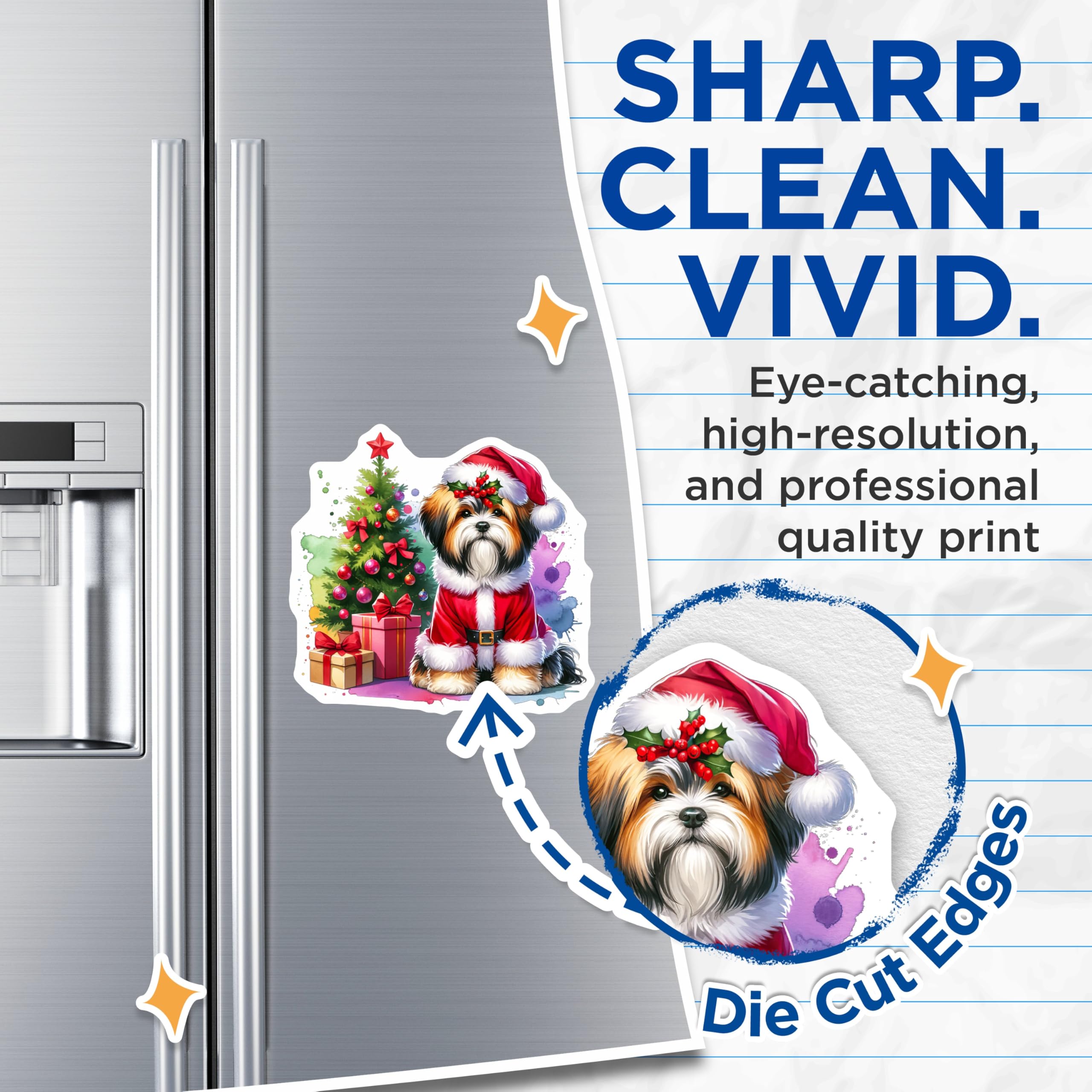 (2 Pack) Shih Tzu Christmas Magnets - Santa Dog Holiday Decor - Festive Pet Kennel Charm - 5 Inches On Longest Side - Thick Durable Magnet - Made in USA - MAG24062