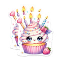 (2 Pack) Birthday Cupcake Magnets - Kawaii Sweet Treat - Cute Party Favor Refrigerator Decor - 5 Inches On Longest Side - Thick Durable Magnet - Made in USA - MAG36309