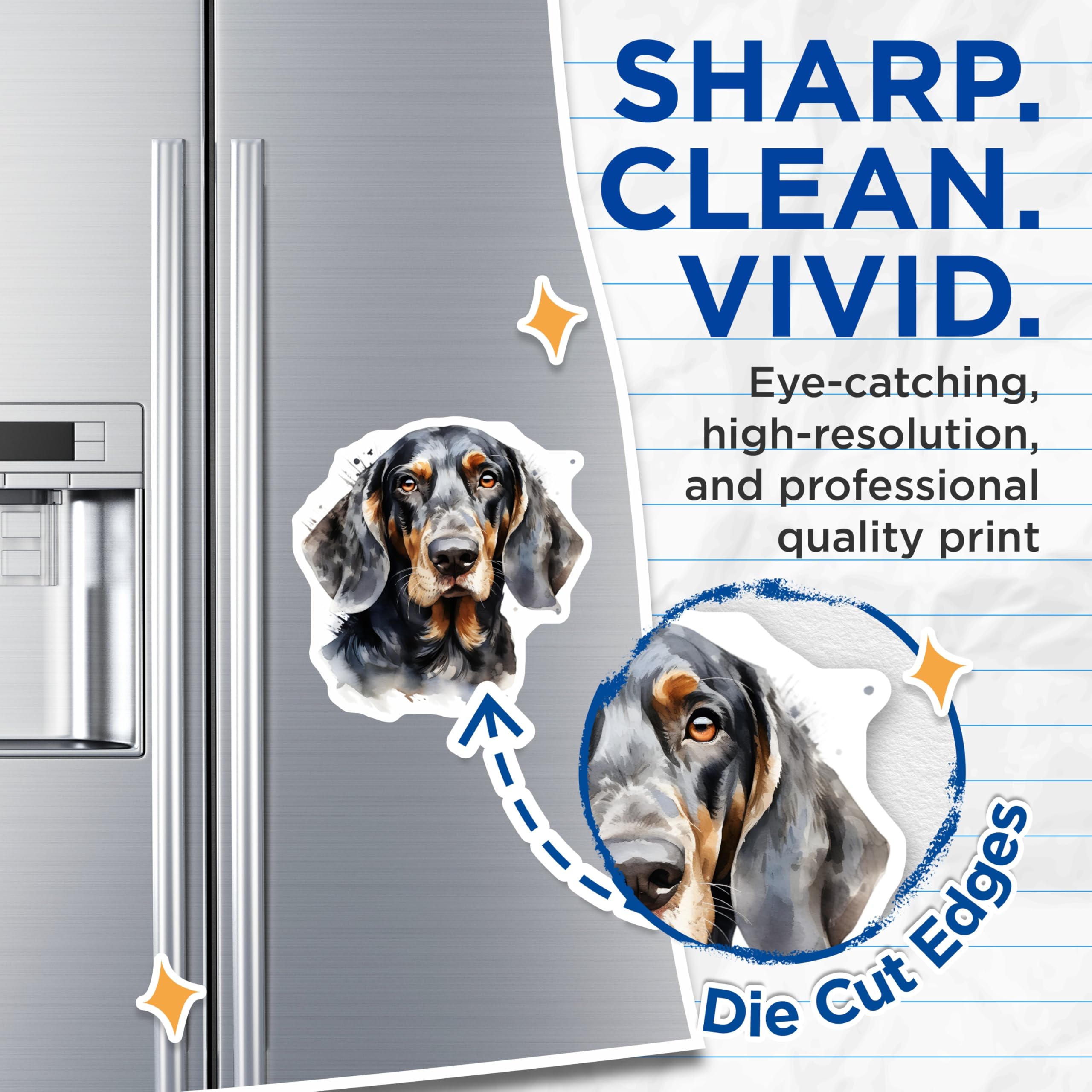 (2 Pack) Bluetick Coonhound Magnets - Unique Dog Art Print - Hound Breed Canine Decor - Pet Lover Refrigerator Accessory - 5 Inches On Longest Side - Thick Durable Magnet - Made in USA - MAG24722