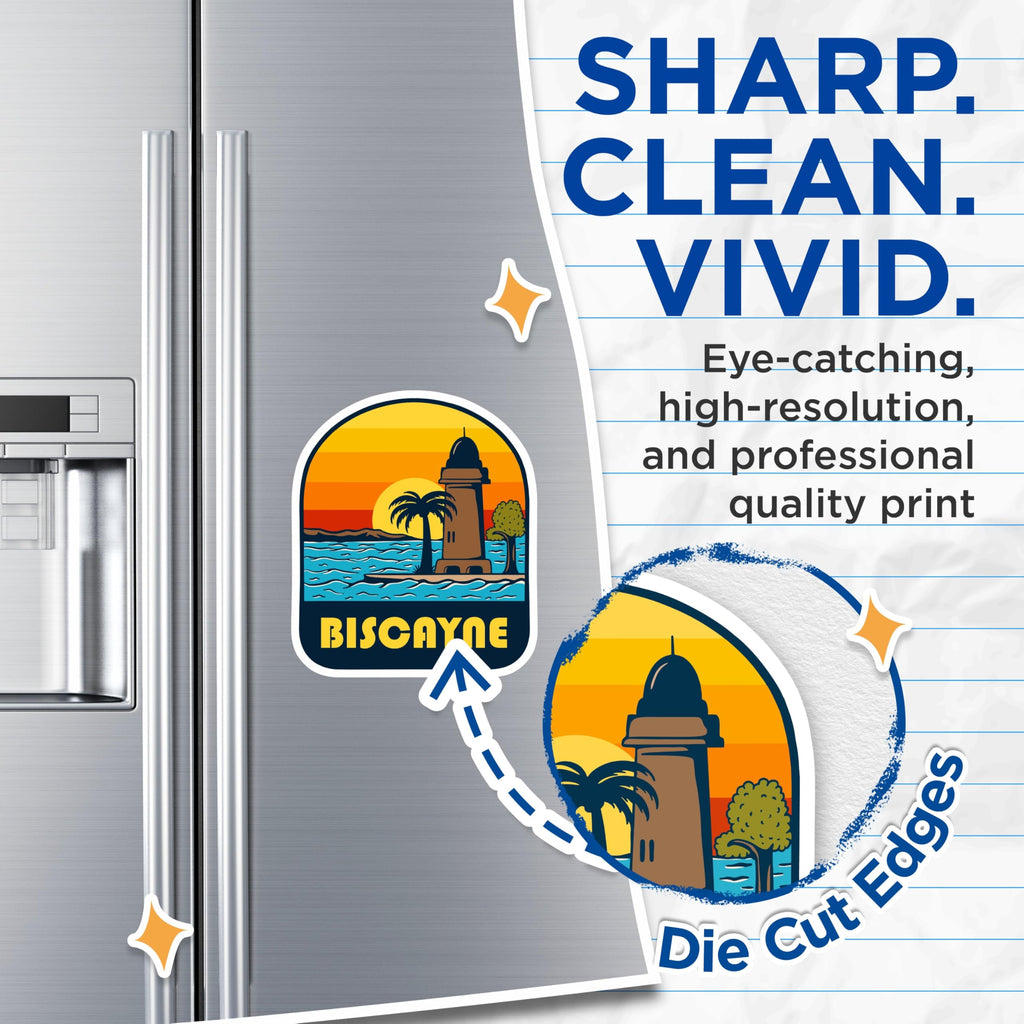 (2 Pack) Biscayne Magnets - Florida Keys Magnets - Biscayne Bay National Park Memorabilia - 5" On Longest Side - Premium Magnet - for Cars, Refrigerators, Toolboxes, Lockers - Made in USA - MAG17506