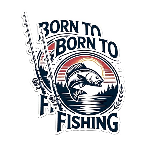 (2 Pack) Born to Fishing Stickers - Fishing Enthusiast Stickers - Outdoor Adventure Stickers - 5" On Longest Side - Sticks to Any Smooth Flat Surface - Made in USA - BMCS2630