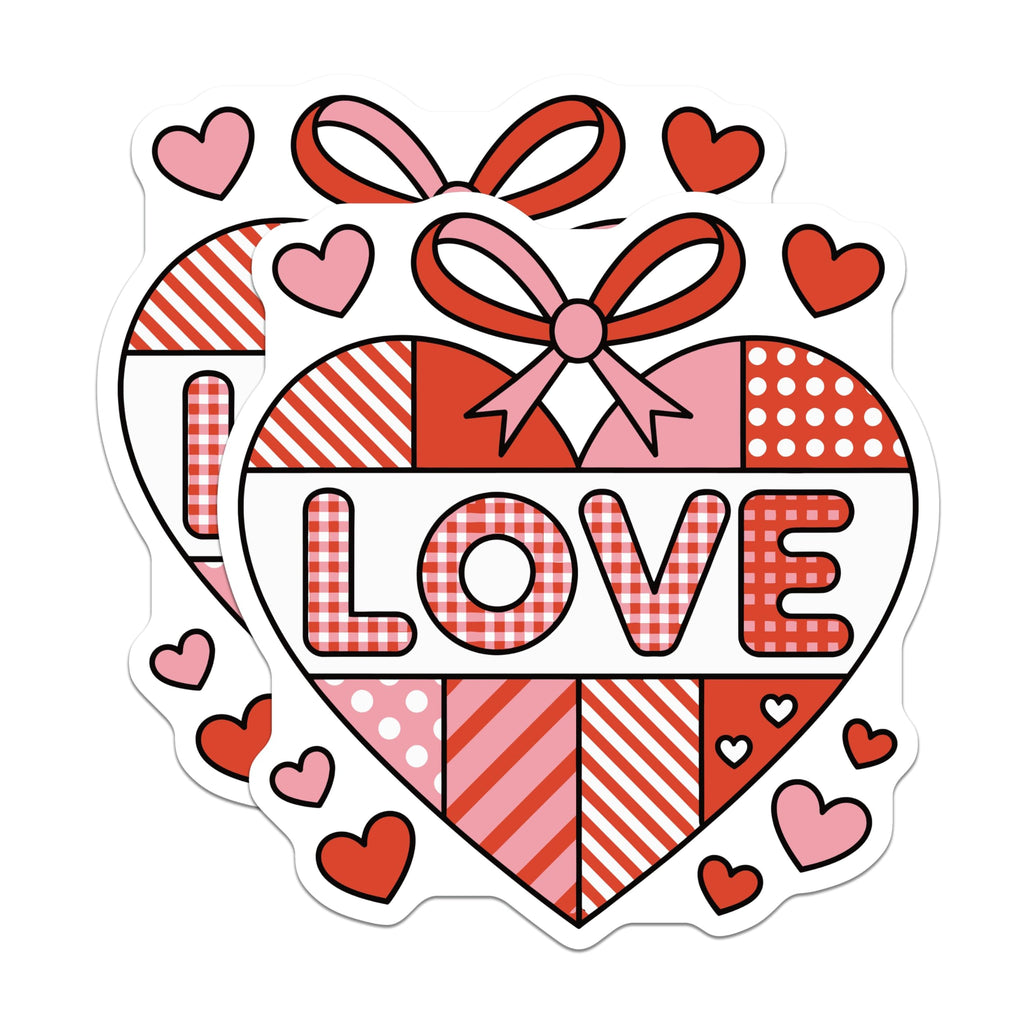(2 Pack) Love Heart Magnets - Valentine's Day Decor - Patterned Love Message Magnets - Fridge Locker Accent - 5 Inches On Longest Side - Thick Durable Magnet - Made in USA - MAG22245