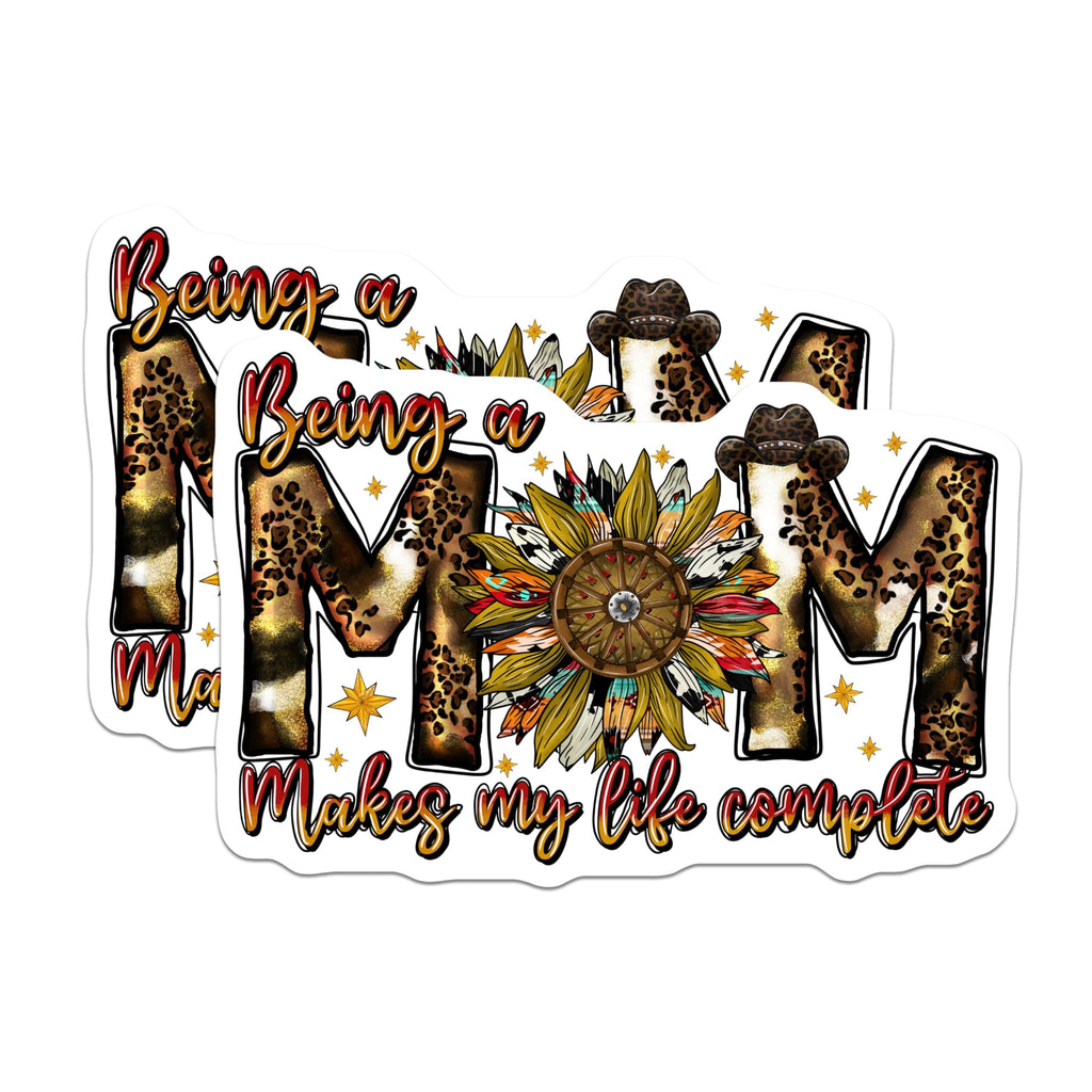 (2 Pack) Western Mom Life Magnets - Leopard Print Sunflower Mama Quote - Country Rustic Fridge Locker Decor - 5 Inches On Longest Side - Thick Durable Magnet - Made in USA - MAG26285