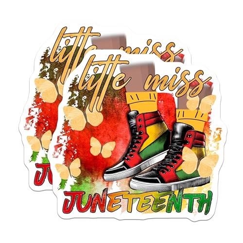 (2 Pack) Little Miss Juneteenth Stickers - Colorful Sneakers - Butterfly Art - 5" On Longest Side - Sticks to Smooth Flat Surfaces - Made in USA - BMCS7844