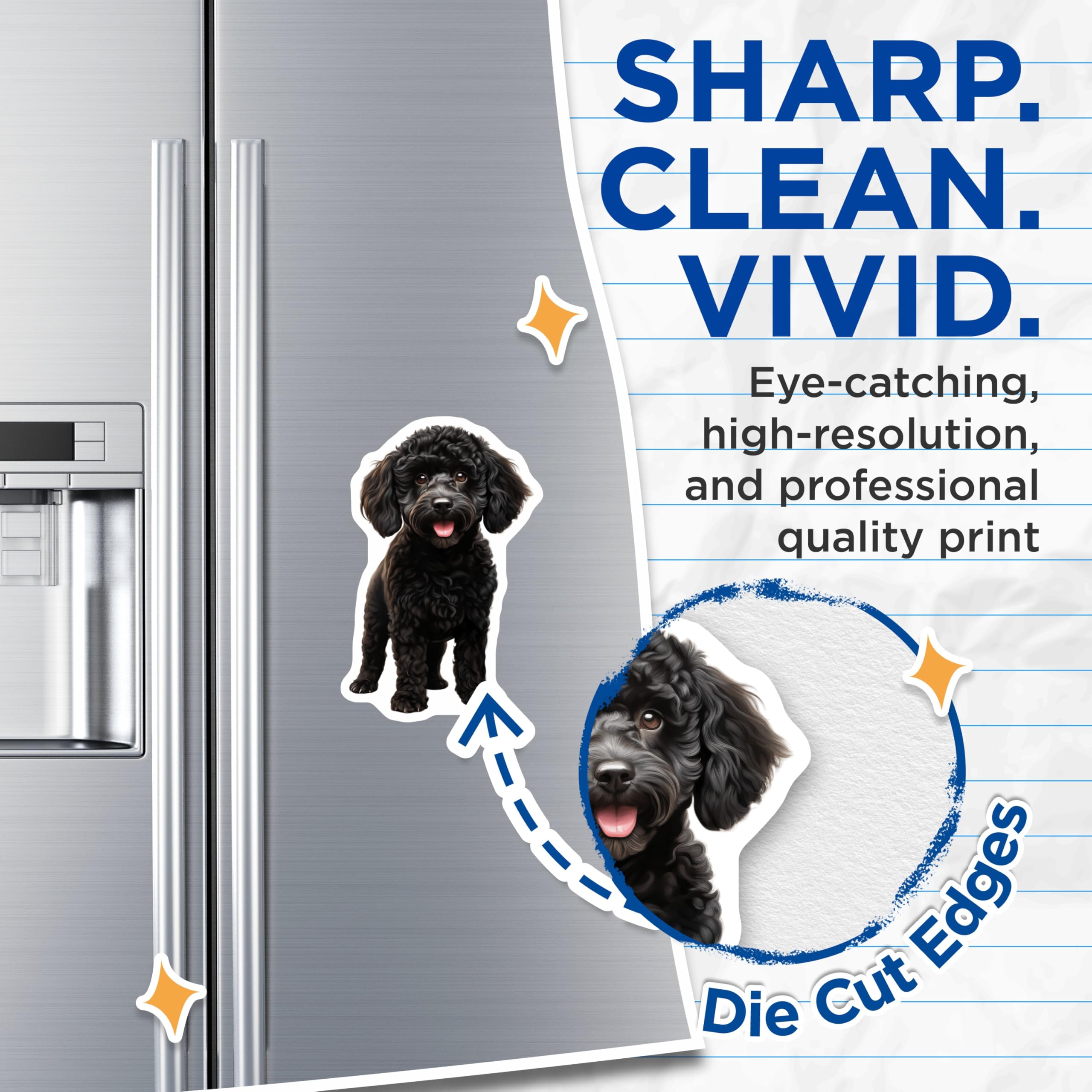 (2 Pack) Black Poodle Magnets - Puppy Dog Decor - Pet Lover Refrigerator Accessory - Animal Art Collectible - 5 Inches On Longest Side - Thick Durable Magnet - Made in USA - MAG24547