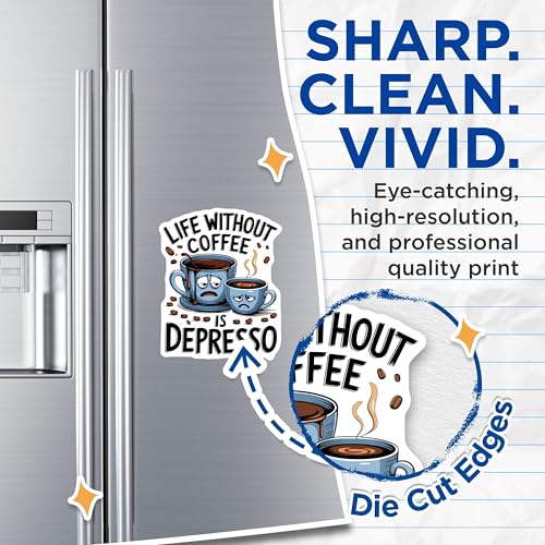 (2 Pack) Life Without Coffee is Depresso Magnets - Funny Coffee Quote - Caffeine Lovers Joke - Humor Kitchen - 5" On Longest Side - for Cars, Fridges, Toolboxes - Made in USA - MAG4605