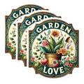 (3 Pack) Garden Love Decals - Floral Garden Sign - Flower Pot Decal- 3 Inches On Longest Side - Easy Peel & Apply - Made in USA - 3MCS5734
