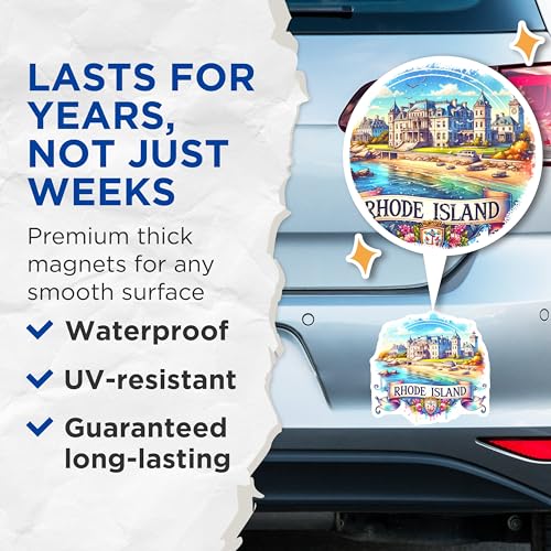(2 Pack) Rhode Island Magnets - State Landmark Magnet - Vacation Souvenir - Scenic Travel Keepsake - East Coast Decor - 5" On Longest Side - for Cars, Fridges, Toolboxes - Made in USA - MAG6792