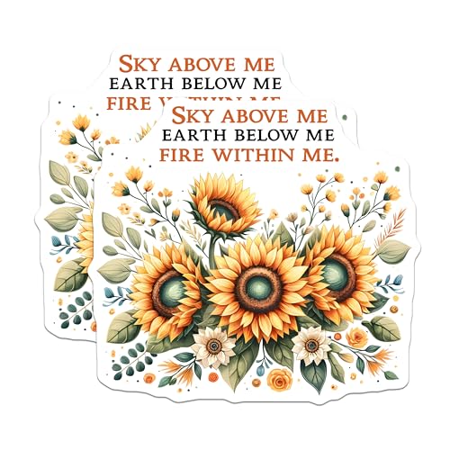 (2 Pack) Motivational Sunflower Stickers - Inspirational Floral Decals - Nature Quote - 5" On Longest Side - Sticks to Smooth Flat Surfaces - Made in USA - BMCS7974