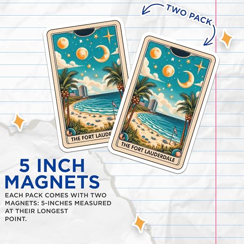 (2 Pack) Beach Scene Magnet - Coastal Decor - 5" On Longest Side - Sticks to Smooth Flat Surfaces - Made in USA - MAG10309
